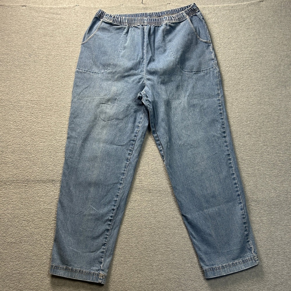 Croft & Barrow Pull‎ On Jeans Womens 1X Short Stretch Denim Elastic Ankle Length